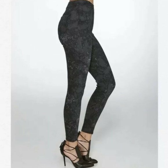 SPANX Women's Jean-Ish Ankle Legging in Gray/Black - Picture 2 of 10